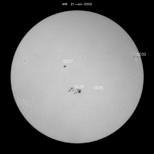 Sunspot regions