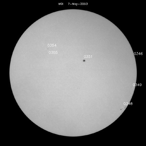 Sonnenfleckenregionen