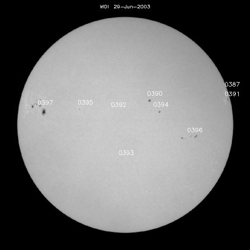 Sonnenfleckenregionen