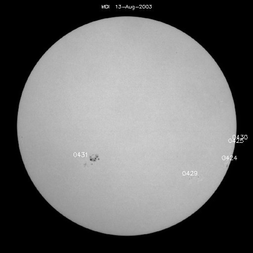 Sonnenfleckenregionen
