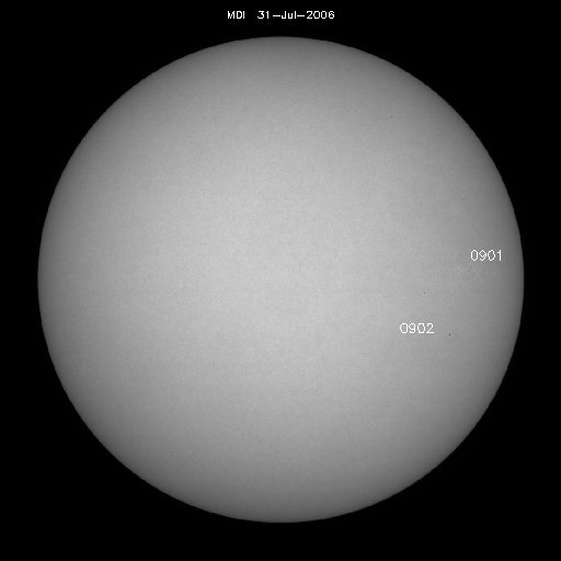 Sonnenfleckenregionen