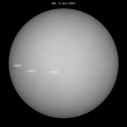 Sonnenfleckenregionen