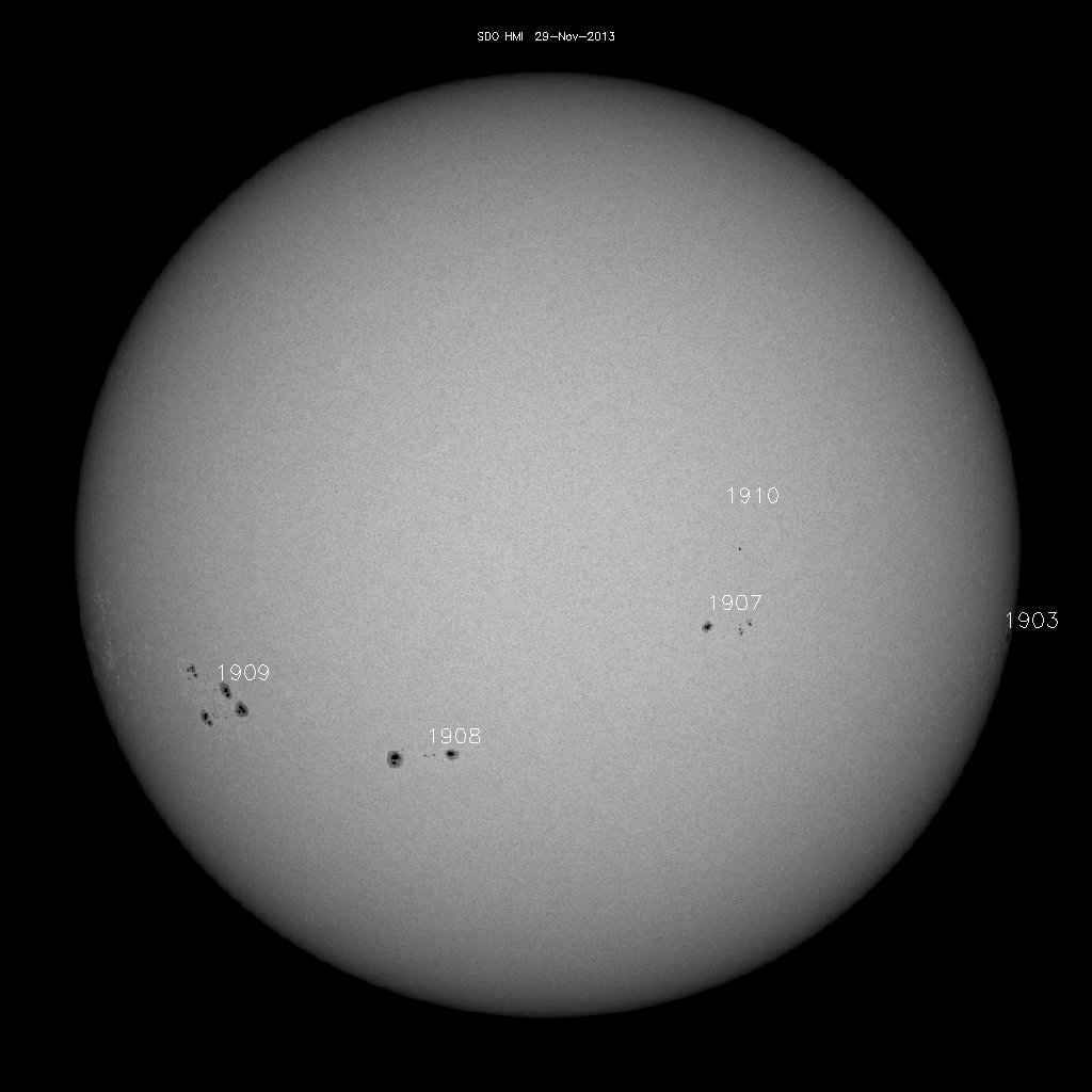 Sonnenfleckenregionen