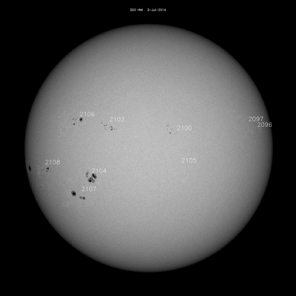 Sonnenfleckenregionen