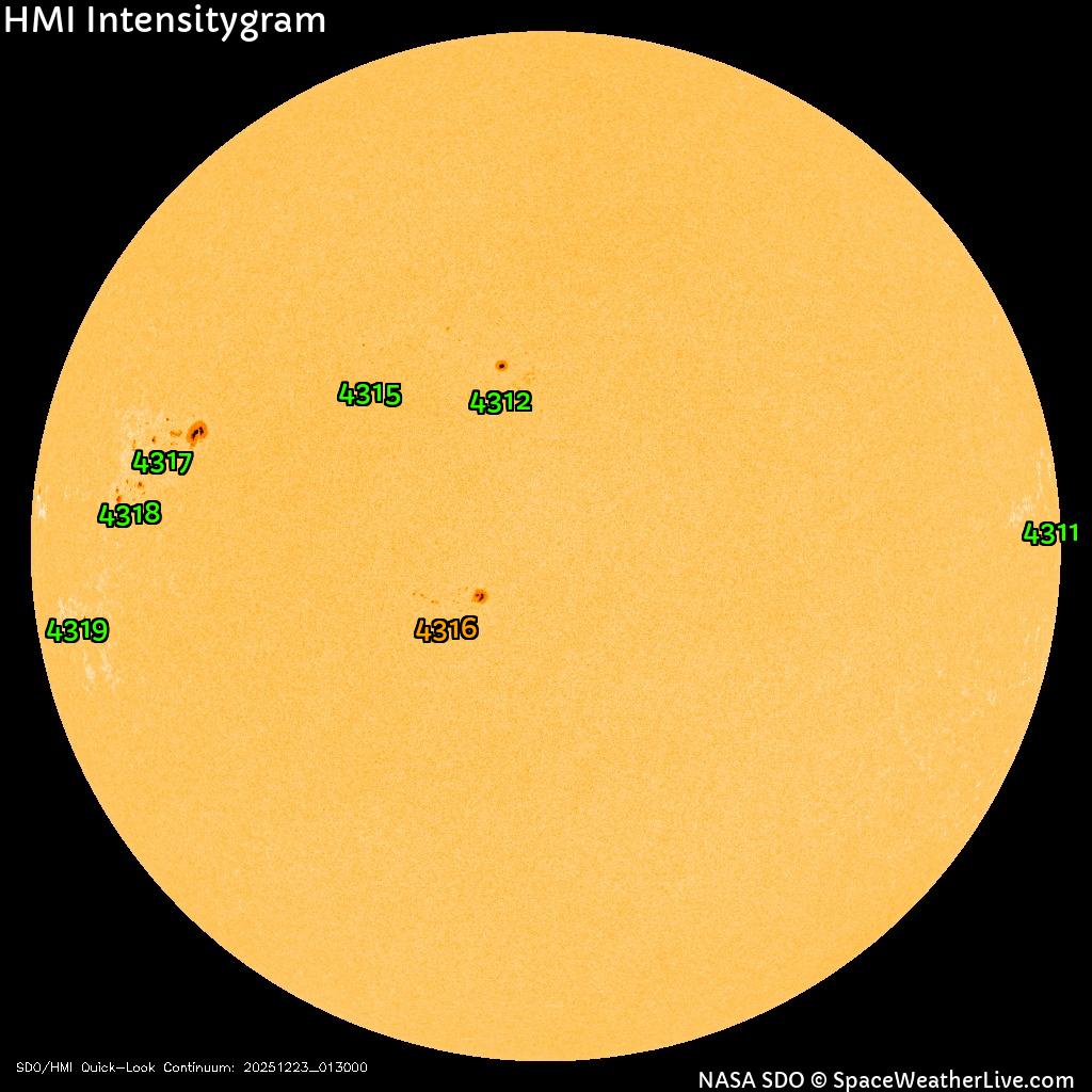 Régions de taches de soleil