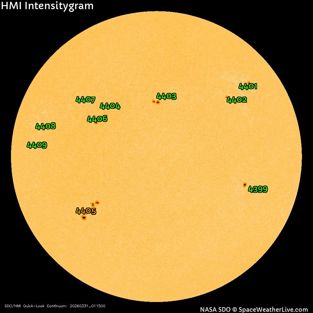 Régions de taches de soleil