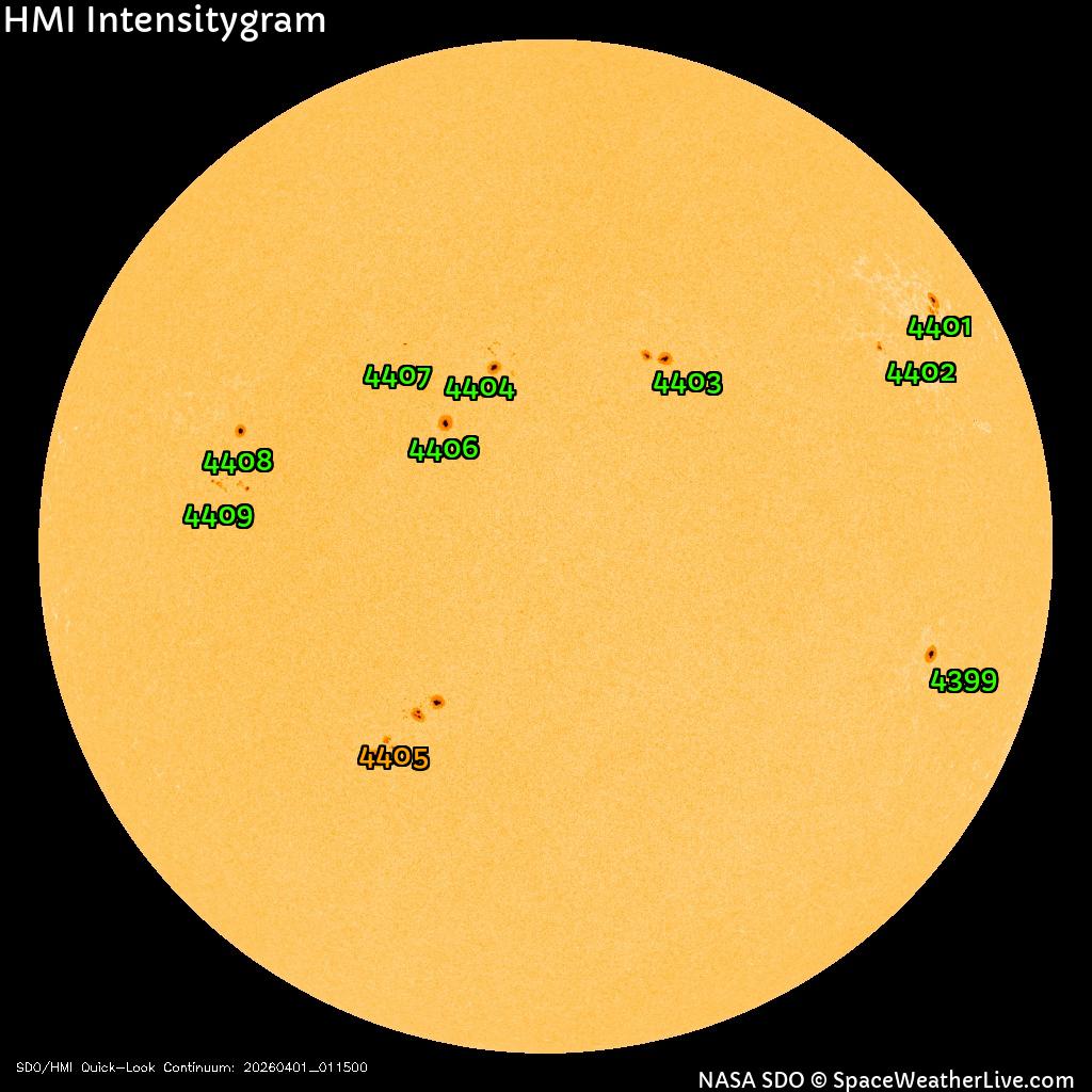 Régions de taches de soleil
